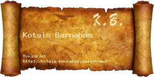 Kotsis Barnabás névjegykártya
